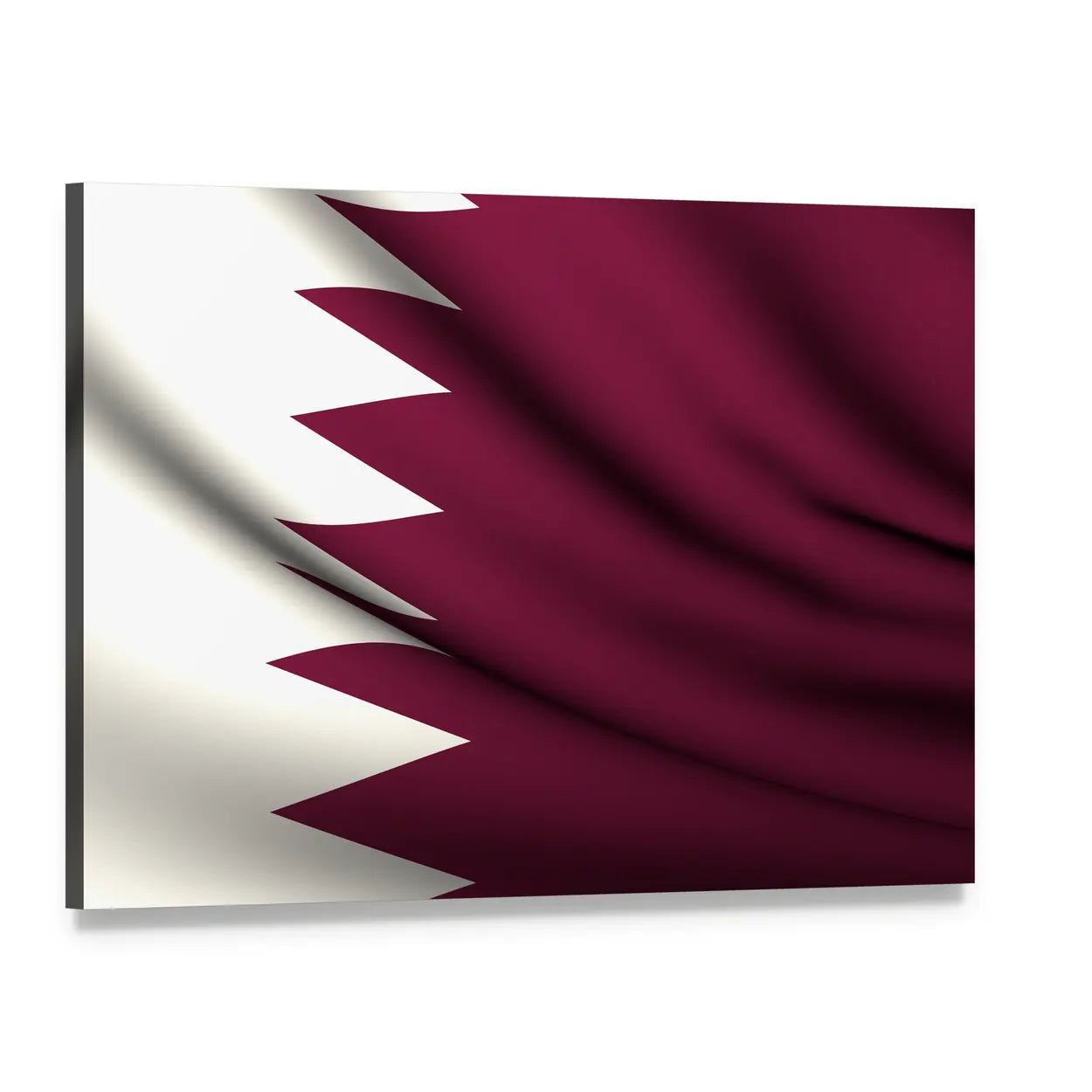 Waving Qatar Flag Canvas Wall Art, single panel gallery wrapped canvas, angled product view