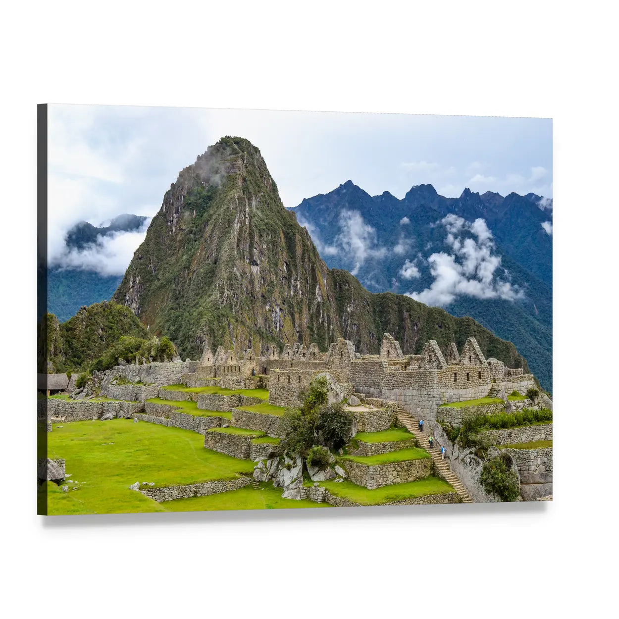 Morning at Machu Picchu Canvas Wall Art, single panel gallery wrapped canvas, angled product view