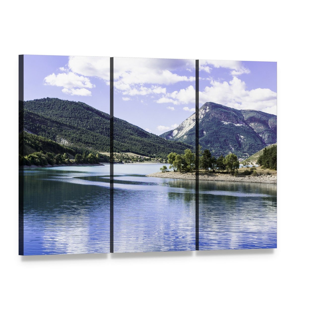 Lake Castillon, France Canvas Wall Art, 3 panel 3 Horizontal layout gallery wrapped canvas set, angled product view