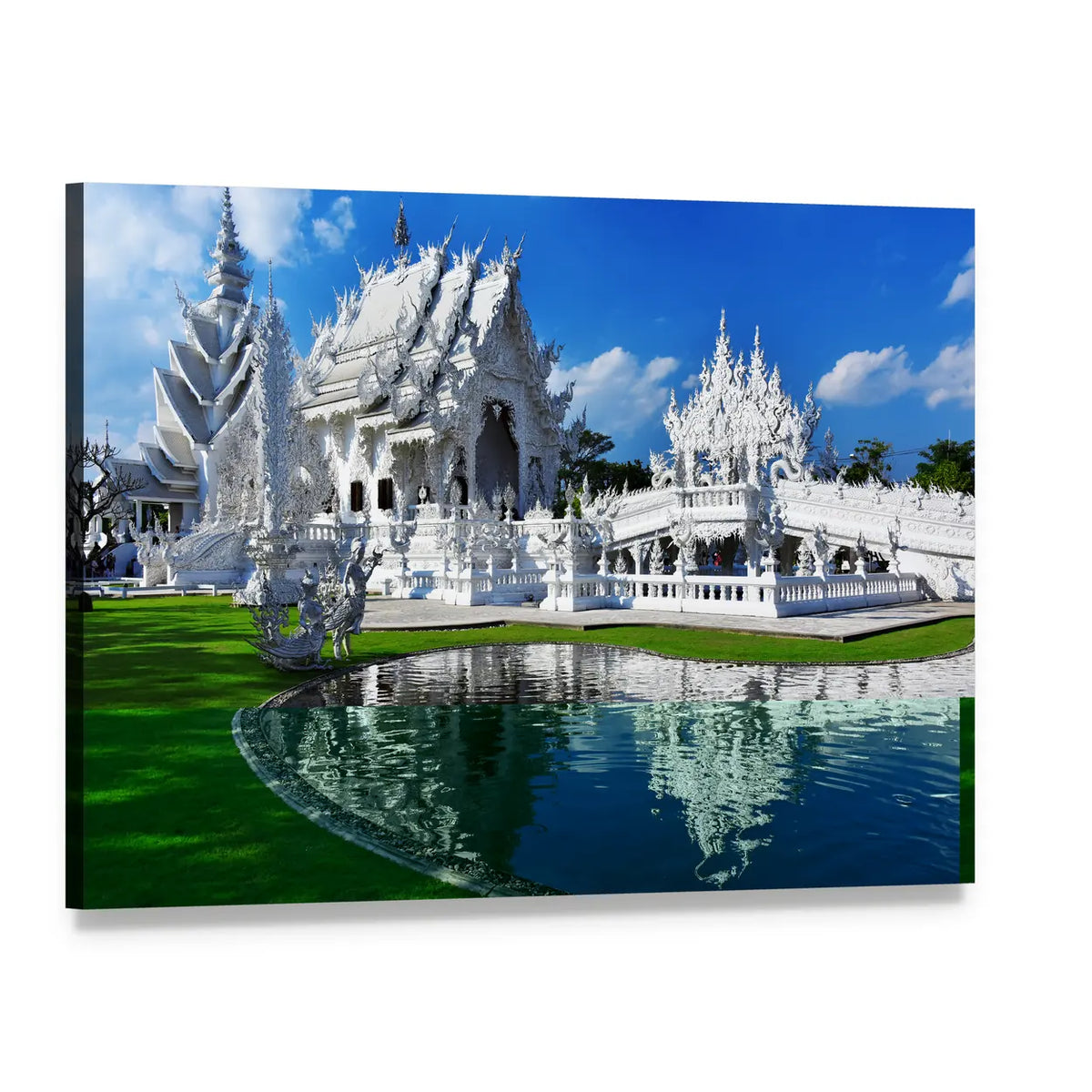White Temple in Chiang Rai Canvas Wall Art, single panel gallery wrapped canvas, angled product view