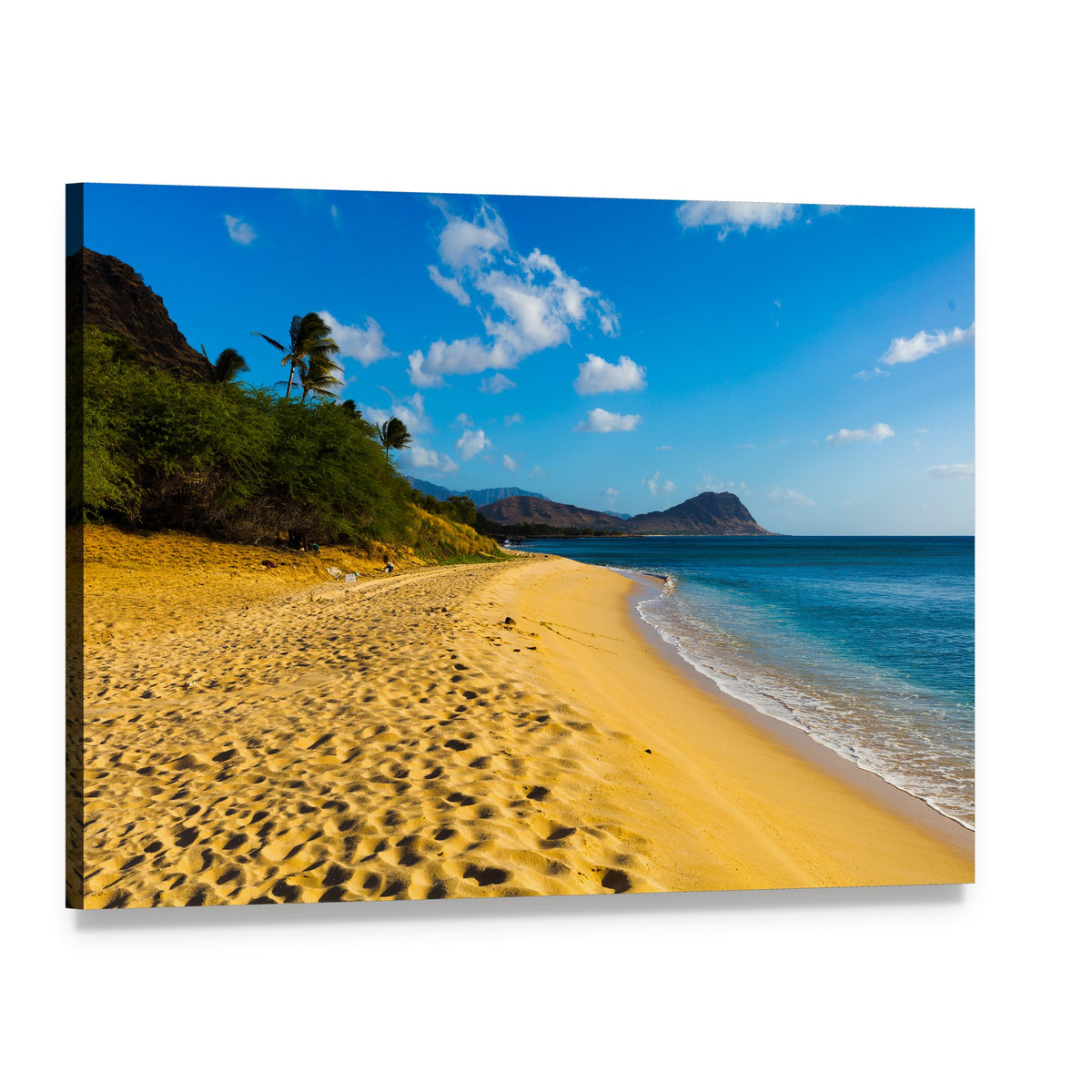 Brown Sand and Ocean Beach Scene Canvas Wall Art, single panel gallery wrapped canvas, angled product view