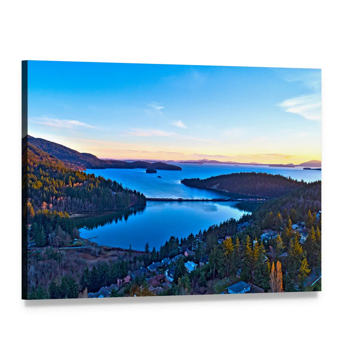 Teddy Bear Cove Bay at Dusk Canvas Wall Art, single panel gallery wrapped canvas, angled product view
