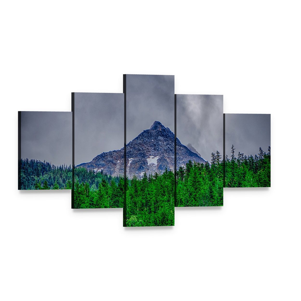 Alaska Rocky Mountains Canvas Wall Art, 5 panel 5 Star layout gallery wrapped canvas set, angled product view