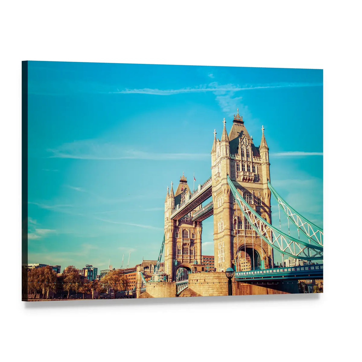 Tower Bridge London Canvas Wall Art, single panel gallery wrapped canvas, angled product view