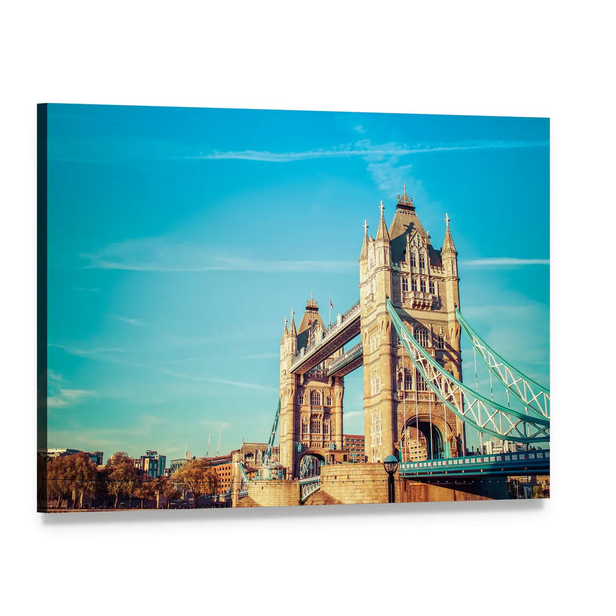 Tower Bridge London Canvas Wall Art, single panel gallery wrapped canvas, angled product view