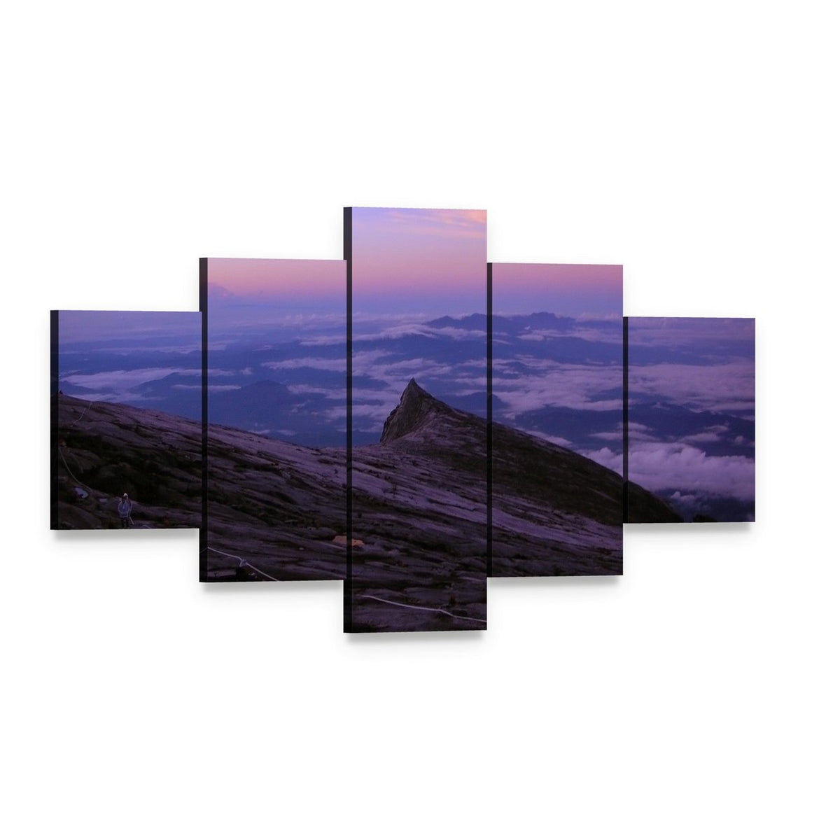 Mount Kinabalu at Dawn Canvas Wall Art, 5 panel 5 Star layout gallery wrapped canvas set, angled product view