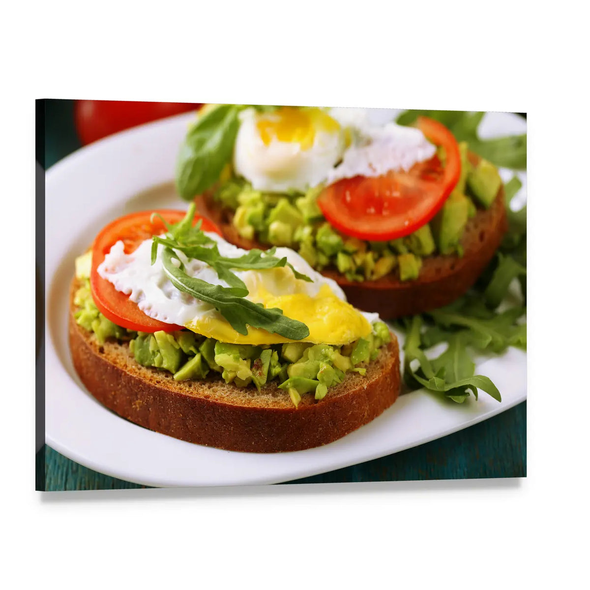 Avocado Toast with Sunny-side Egg Canvas Wall Art, single panel gallery wrapped canvas, angled product view