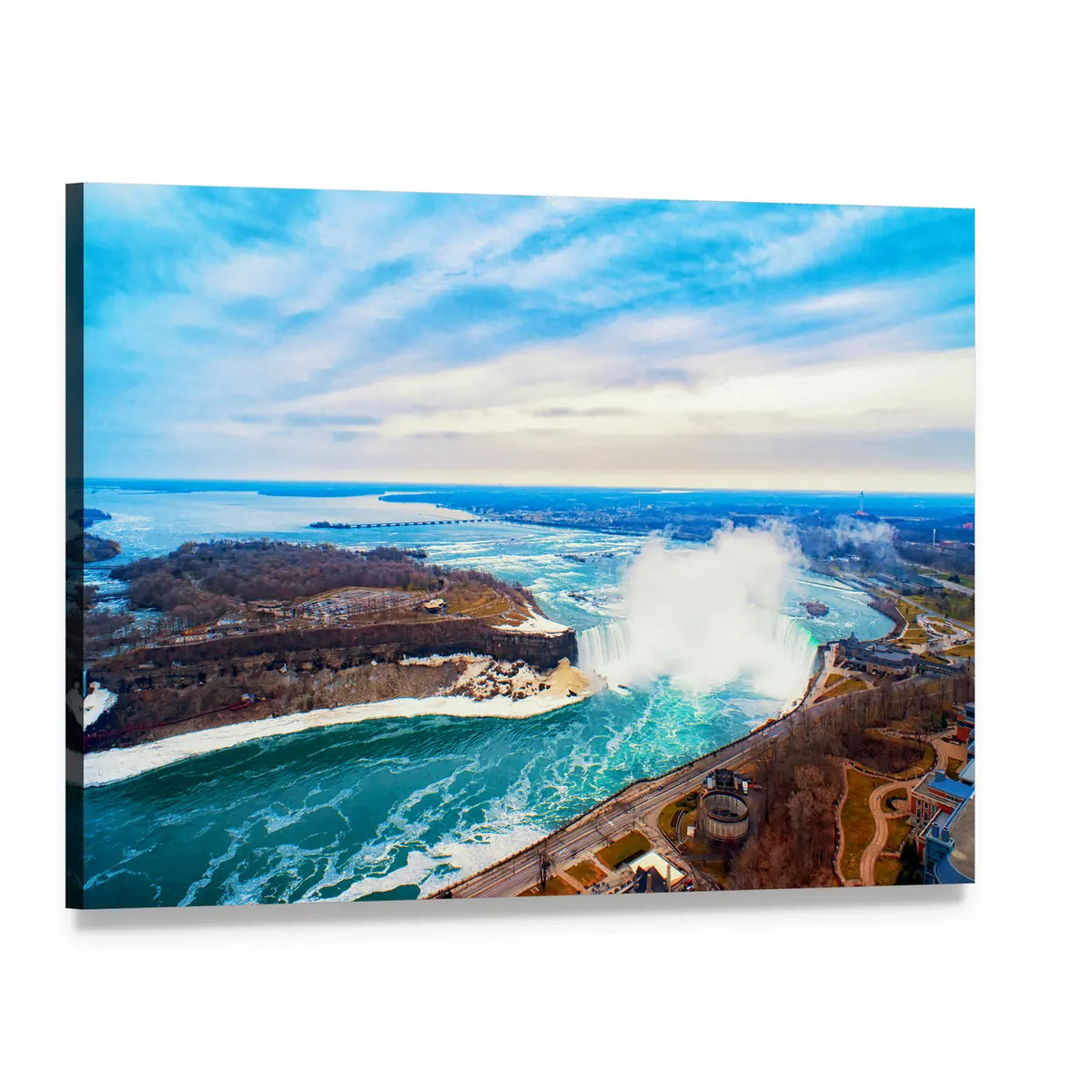 Niagara Falls Horseshoe Aerial View Canvas Wall Art, single panel gallery wrapped canvas, angled product view