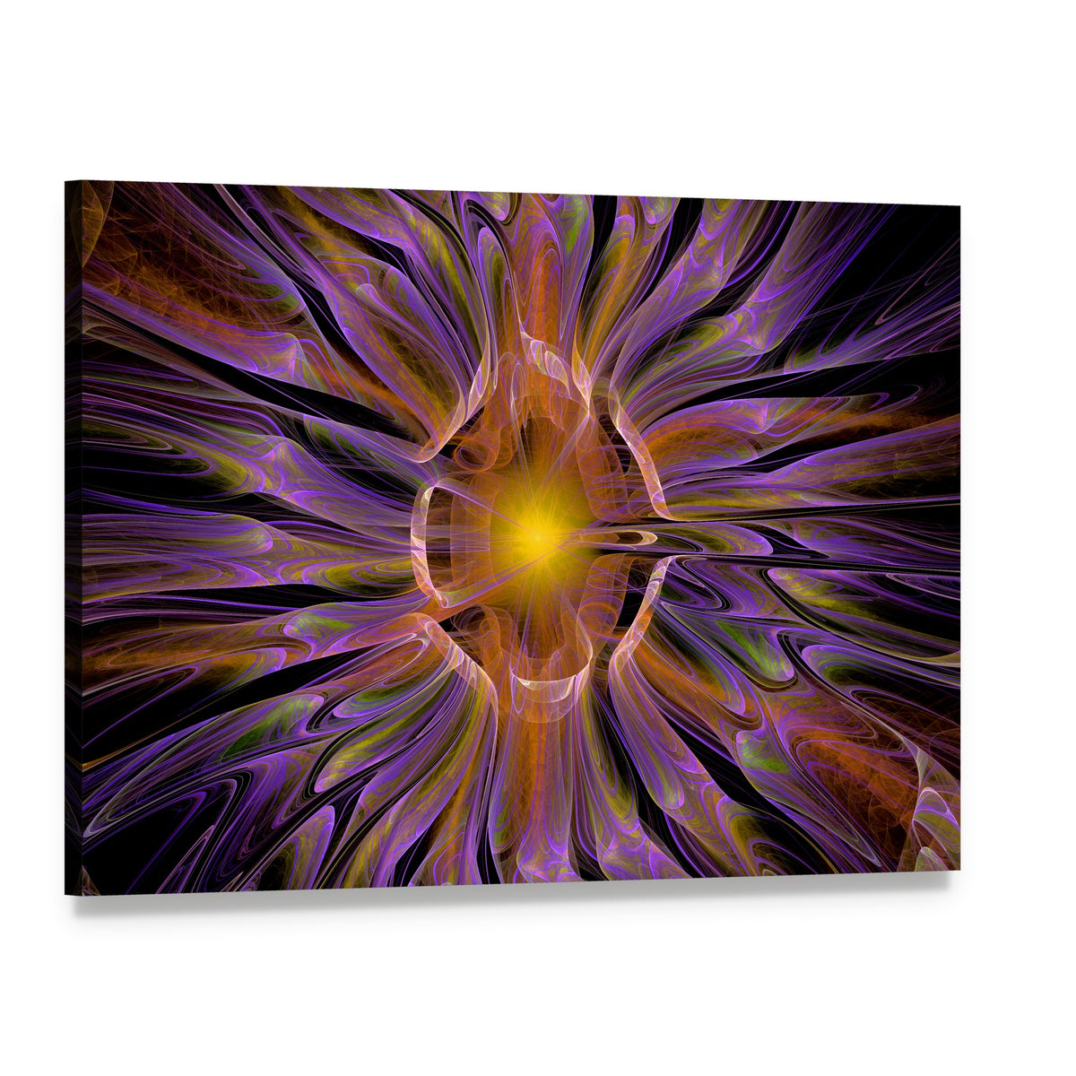 Multicolored Fractal Bloom Canvas Wall Art, single panel gallery wrapped canvas, angled product view