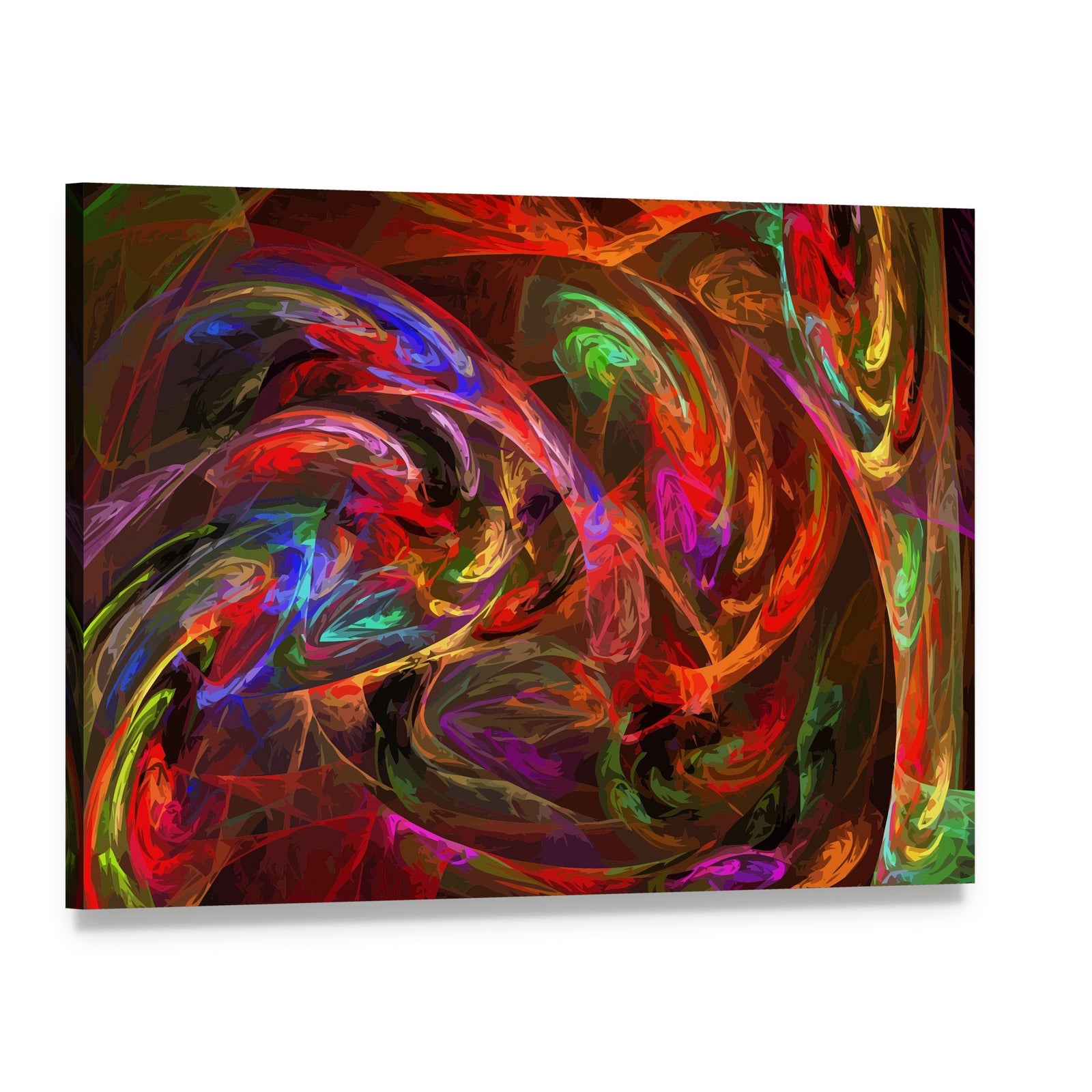 Colorful Fractal Swirl Illustration Canvas Wall Art, single panel gallery wrapped canvas, angled product view