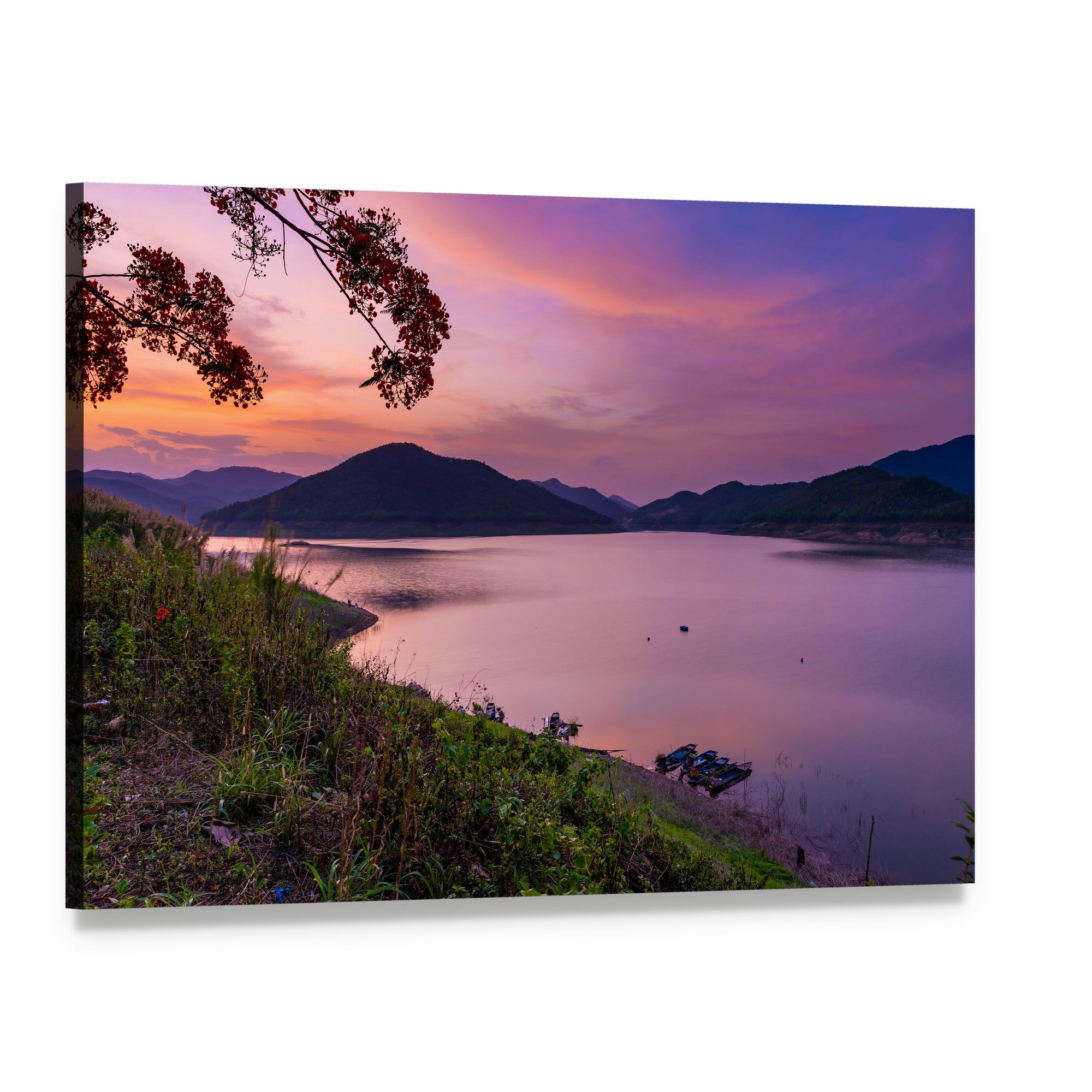Blue Hour in Chiang Mai Canvas Wall Art, single panel gallery wrapped canvas, angled product view