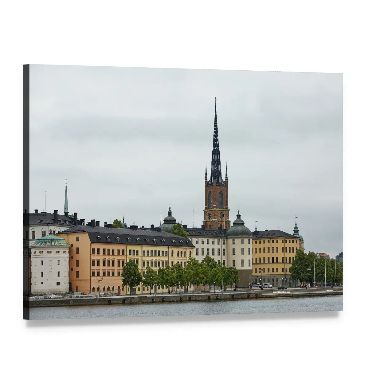 Stockholm Waterfront at Evert Taubes Terrass Canvas Wall Art, single panel gallery wrapped canvas, angled product view