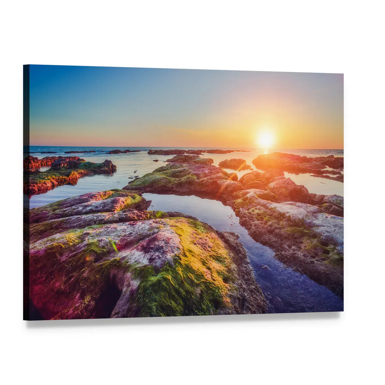 South Coast of Sicily at Sunset Canvas Wall Art, single panel gallery wrapped canvas, angled product view