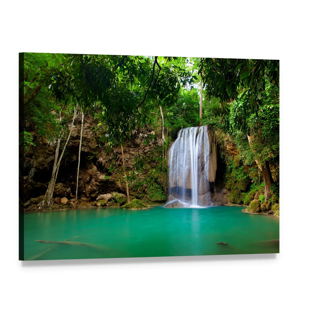 Eravan Waterfall, Kanchanaburi Canvas Wall Art, single panel gallery wrapped canvas, angled product view
