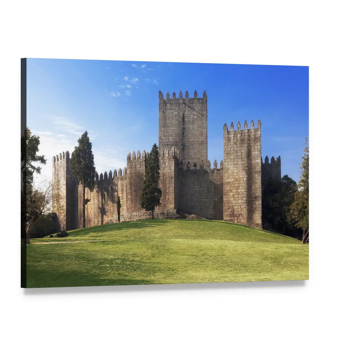 Castelo De Guimaraes Canvas Wall Art, single panel gallery wrapped canvas, angled product view