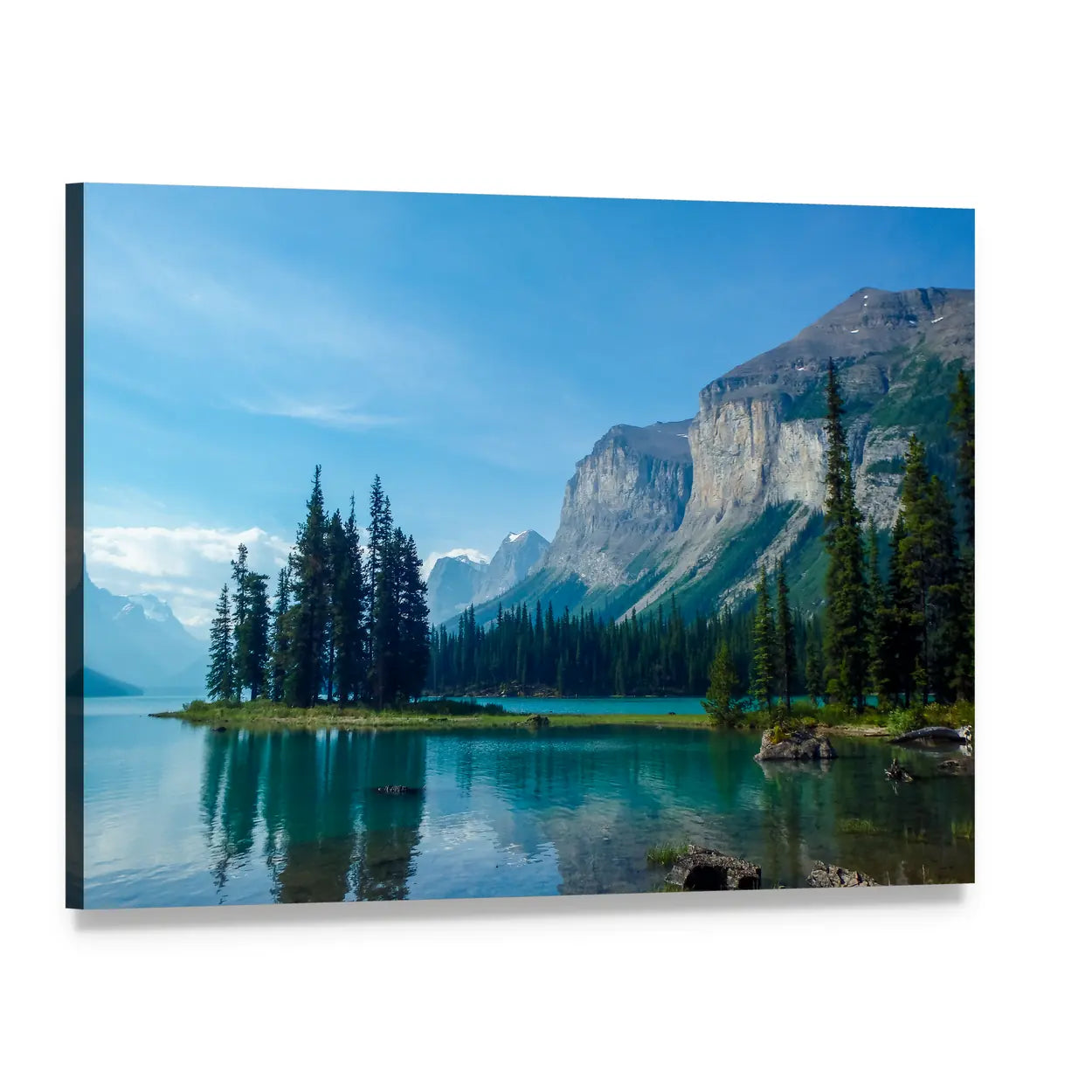 Alpine Lake with Jagged Limestone Cliffs Canvas Wall Art, single panel gallery wrapped canvas, angled product view