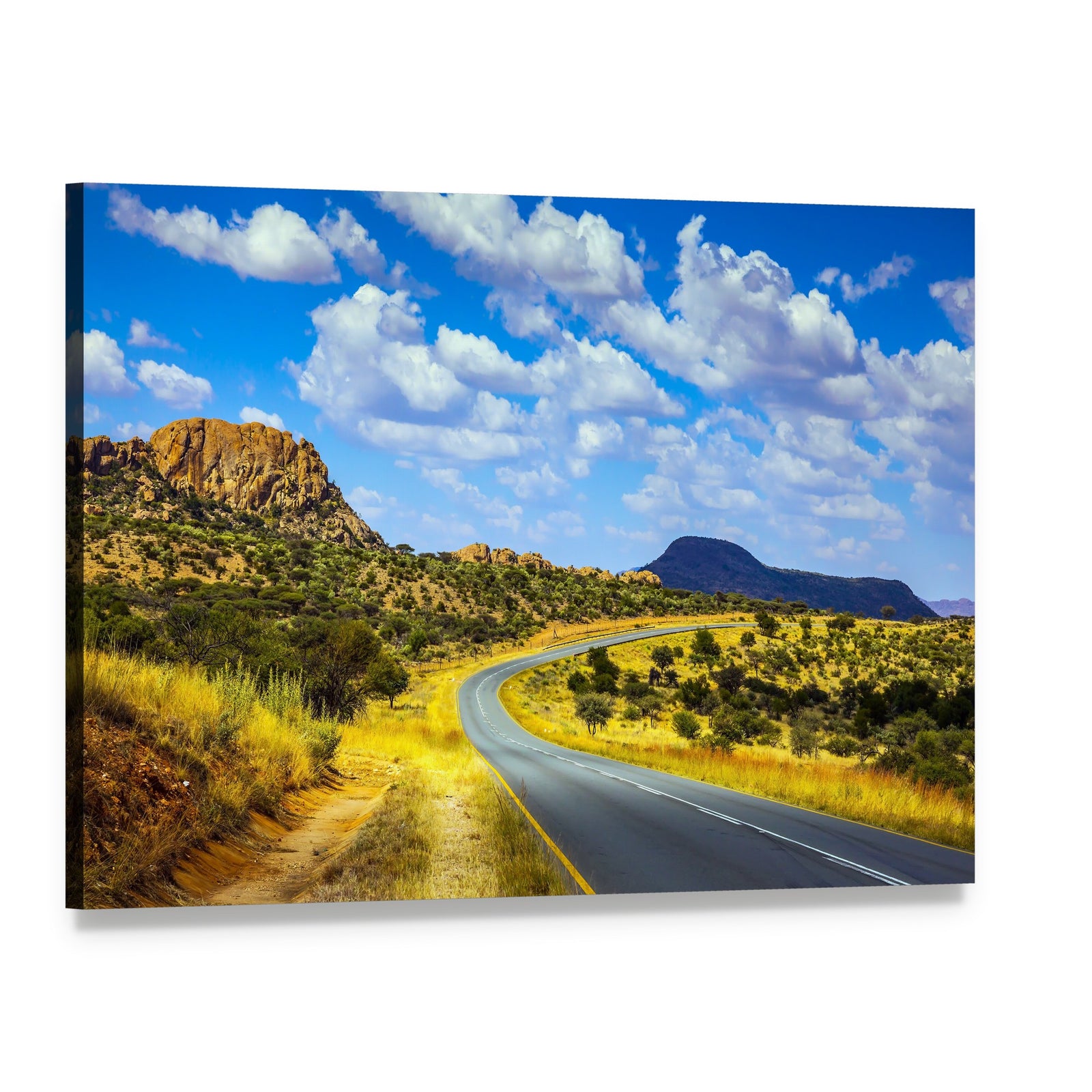 Asphalt Road in Namibia Canvas Wall Art, single panel gallery wrapped canvas, angled product view