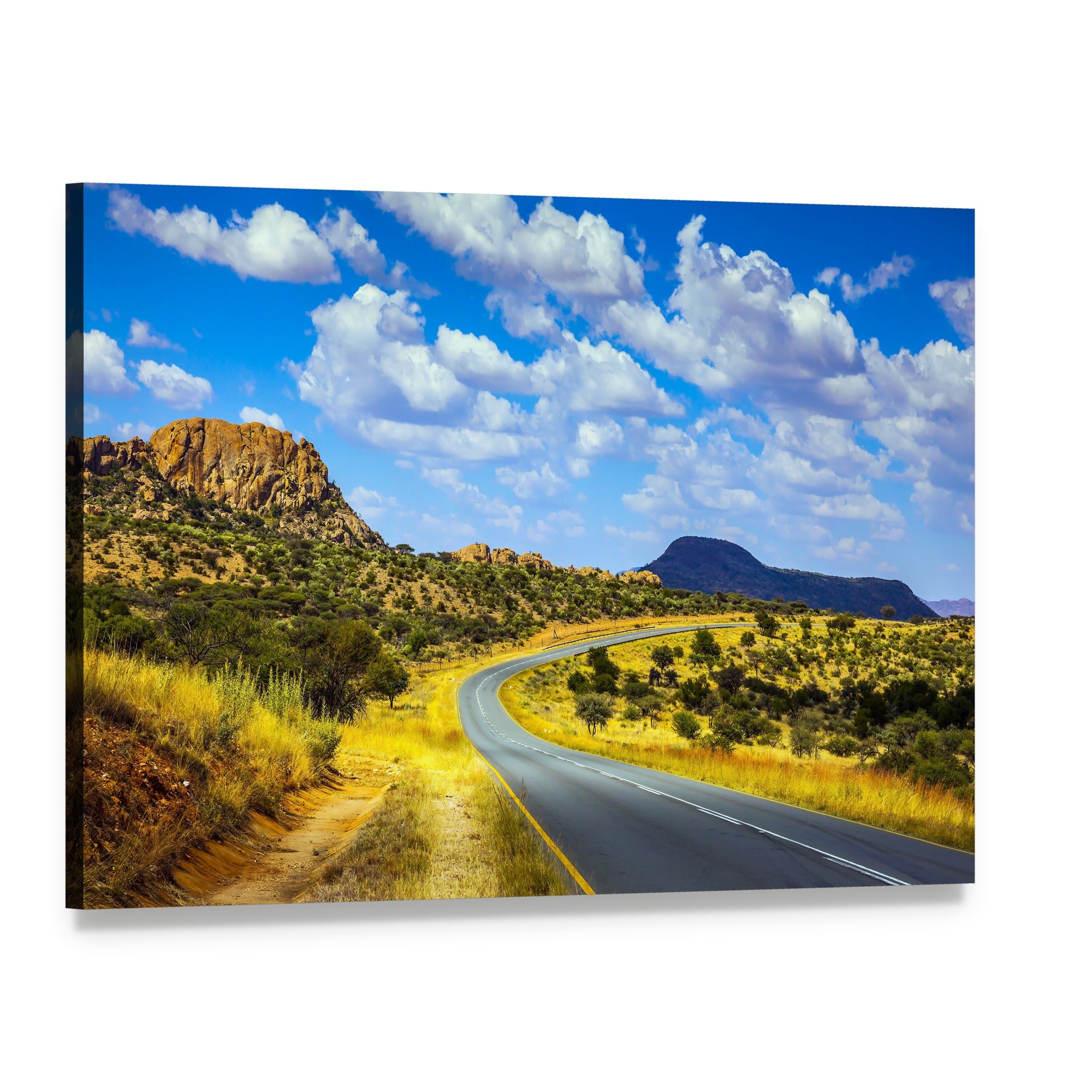 Asphalt Road in Namibia Canvas Wall Art, single panel gallery wrapped canvas, angled product view