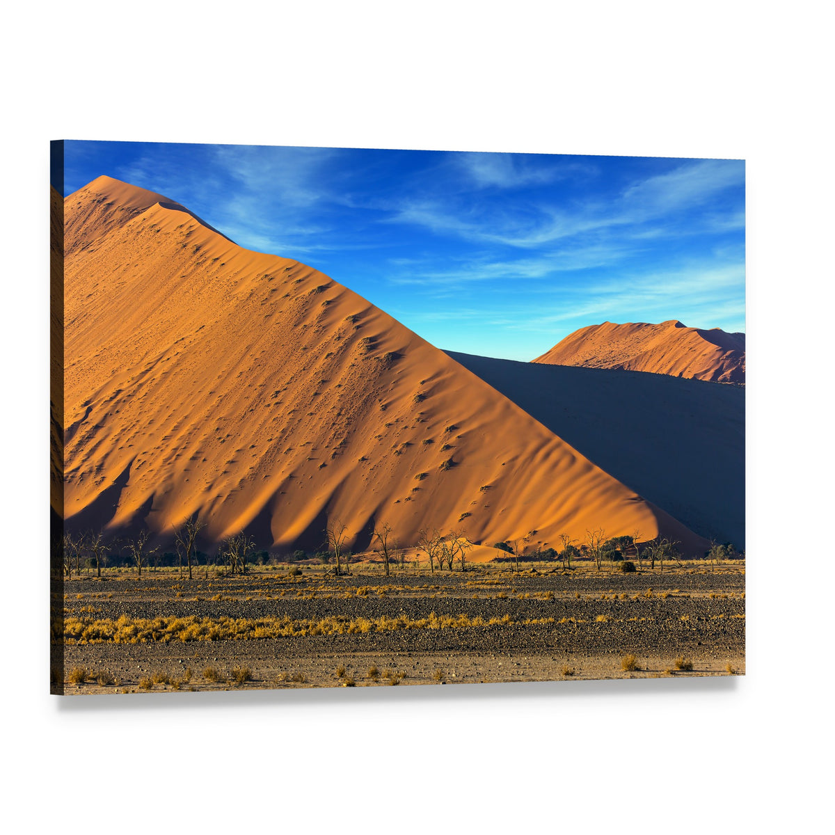 Yellow Dunes of the Namib Desert Canvas Wall Art, single panel gallery wrapped canvas, angled product view
