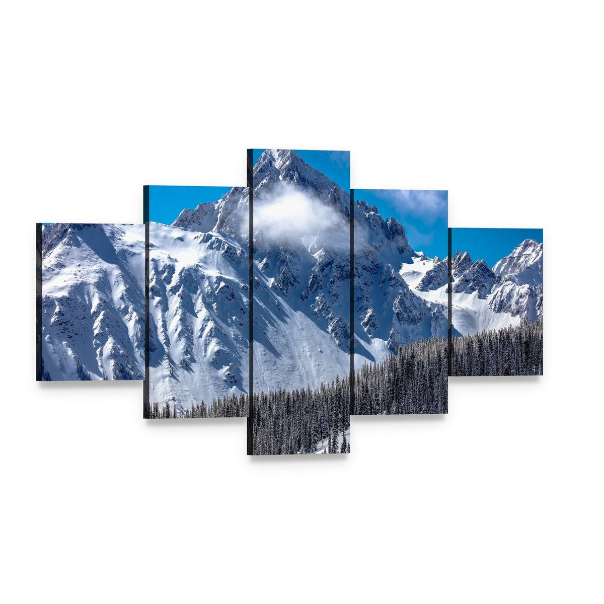 View of Mount Sneffels Canvas Wall Art, 5 panel 5 Star layout gallery wrapped canvas set, angled product view