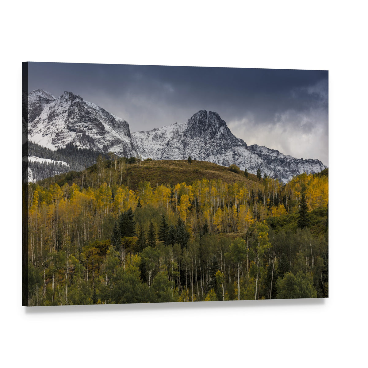 Mount Sneffels in Autumn Canvas Wall Art, single panel gallery wrapped canvas, angled product view
