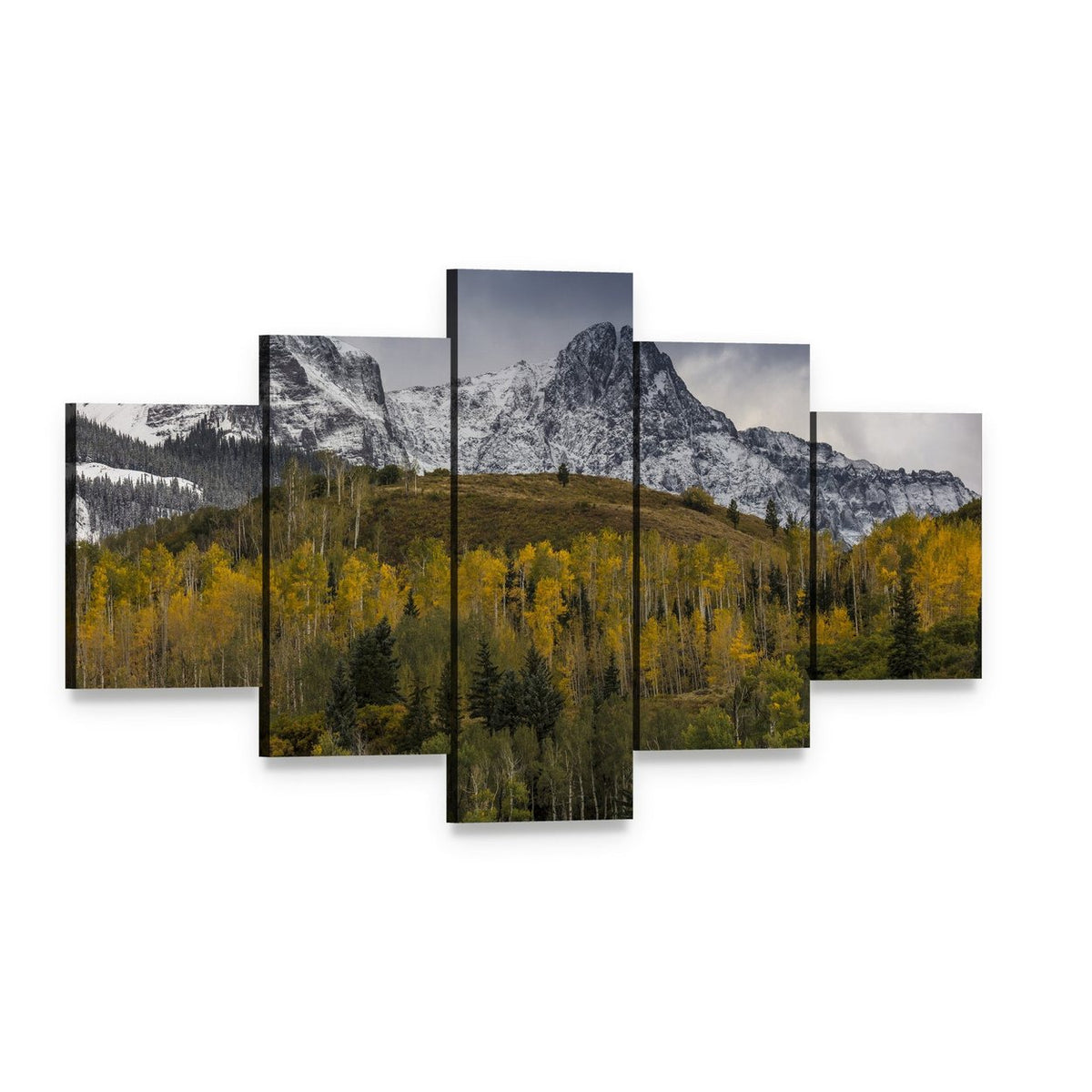 Mount Sneffels in Autumn Canvas Wall Art, 5 panel 5 Star layout gallery wrapped canvas set, angled product view