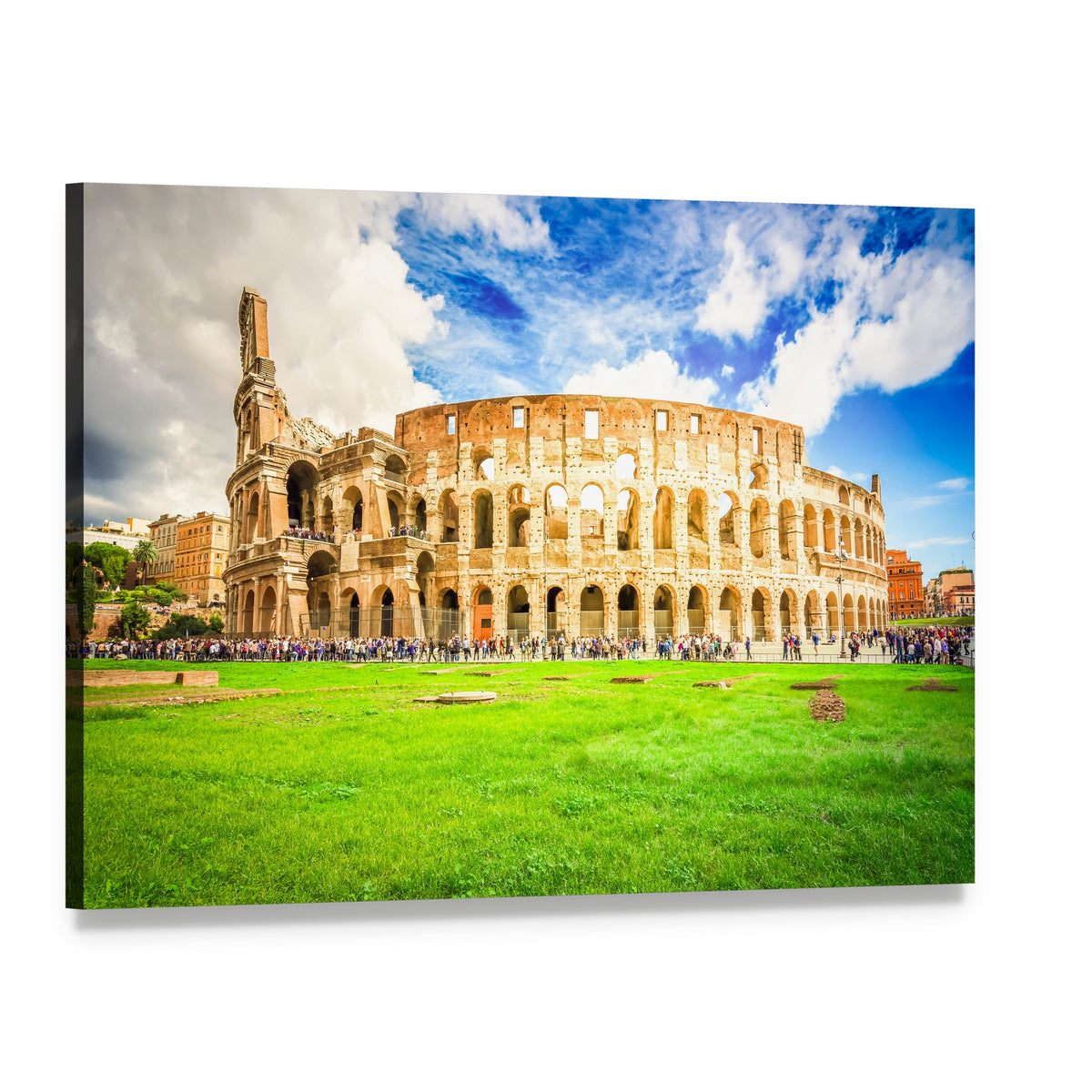 Colosseum Ruins in Rome Canvas Wall Art, single panel gallery wrapped canvas, angled product view