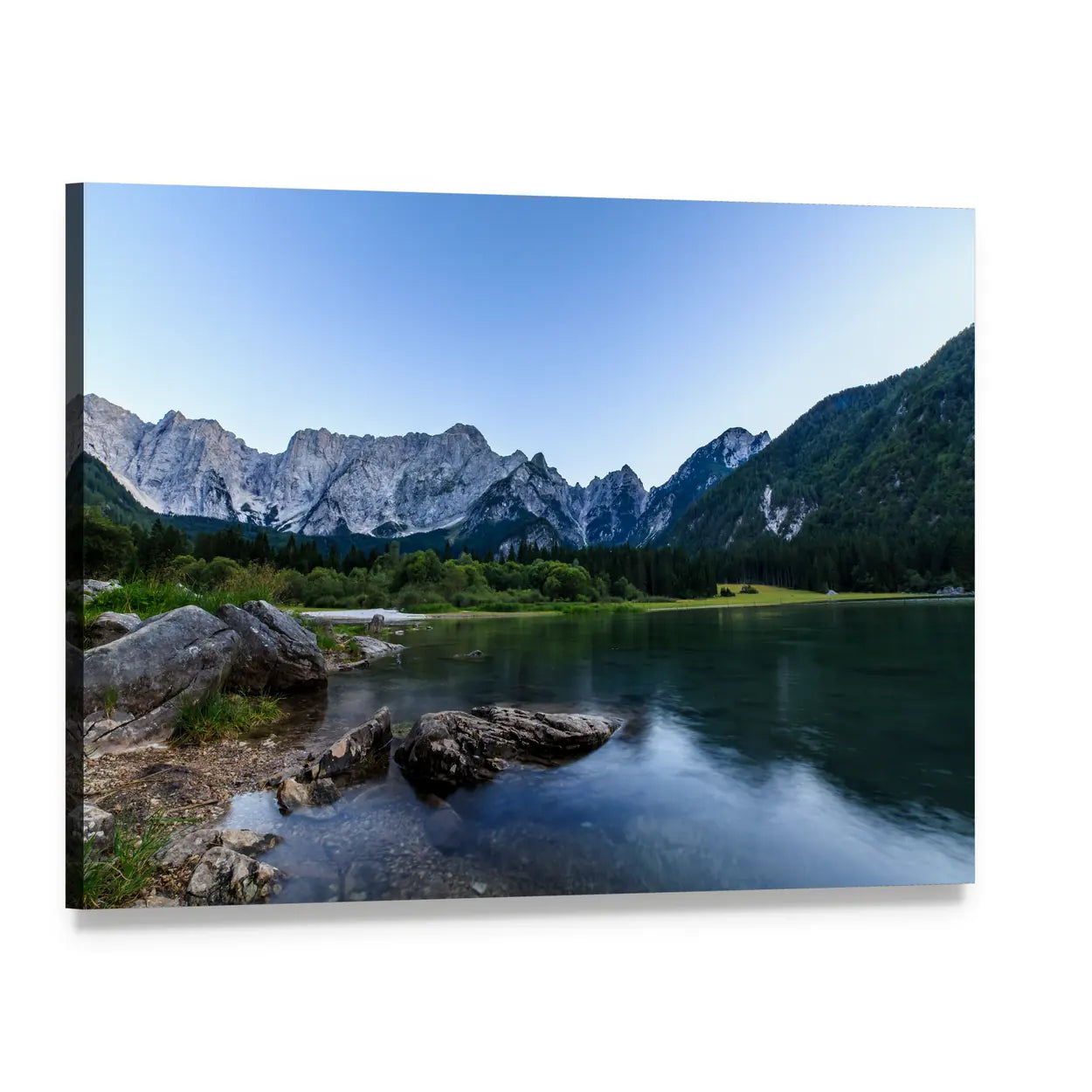 Mount Mangart in Italian Alps Canvas Wall Art, single panel gallery wrapped canvas, angled product view
