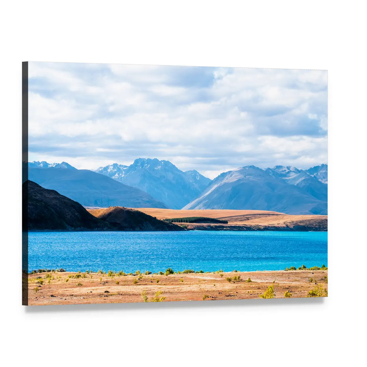 Mount Cook Beside Lake Tekapo Canvas Wall Art, single panel gallery wrapped canvas, angled product view