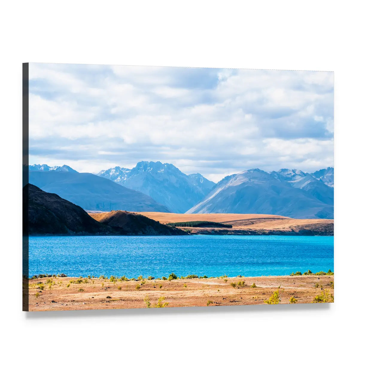 Mount Cook Beside Lake Tekapo Canvas Wall Art, single panel gallery wrapped canvas, angled product view