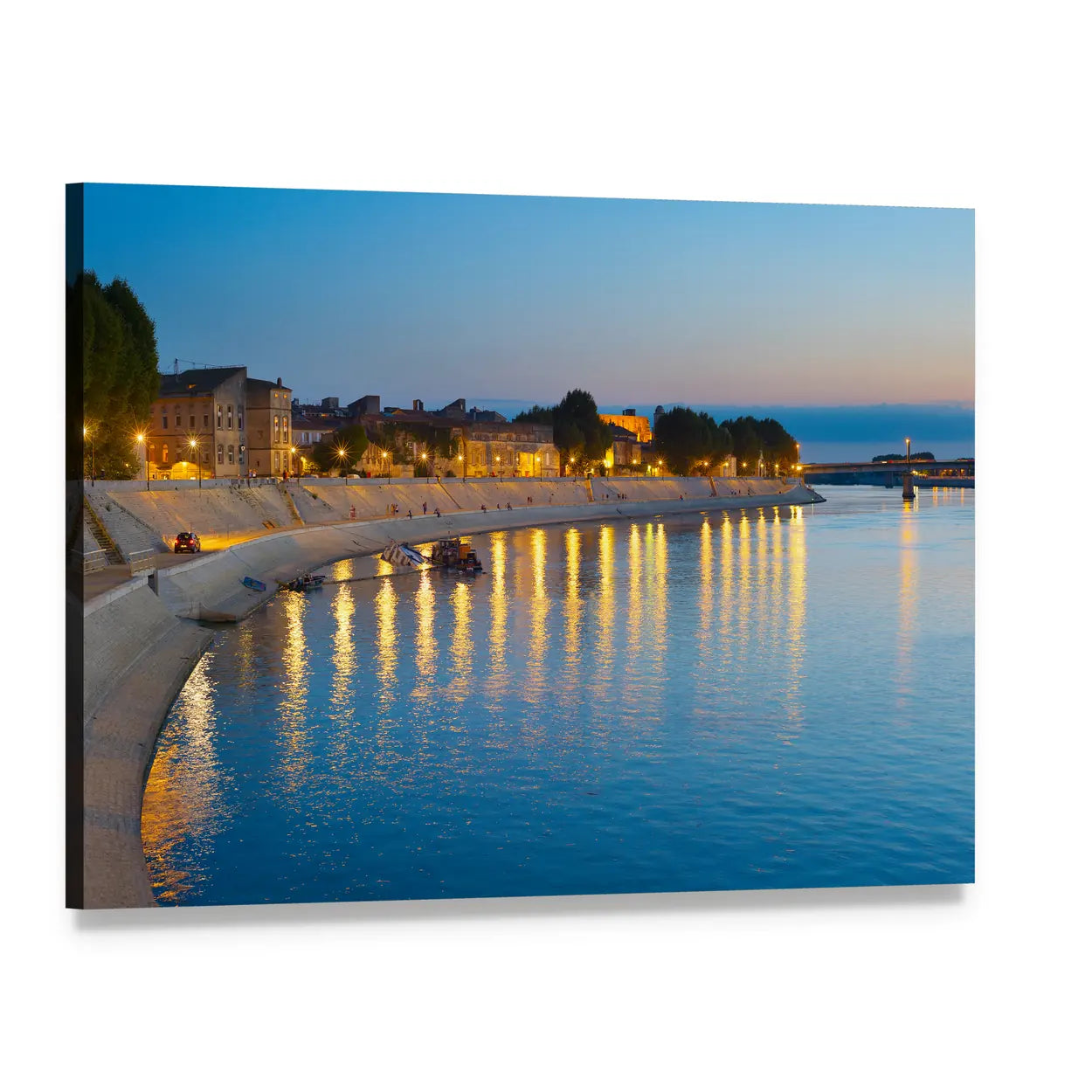 Arles River Embankment at Dusk Canvas Wall Art, single panel gallery wrapped canvas, angled product view