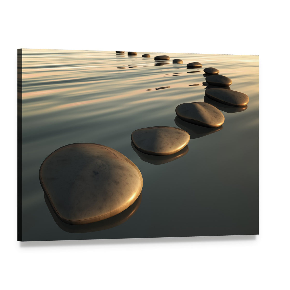 Stepping Stones to the Sunset Canvas Wall Art, single panel gallery wrapped canvas, angled product view