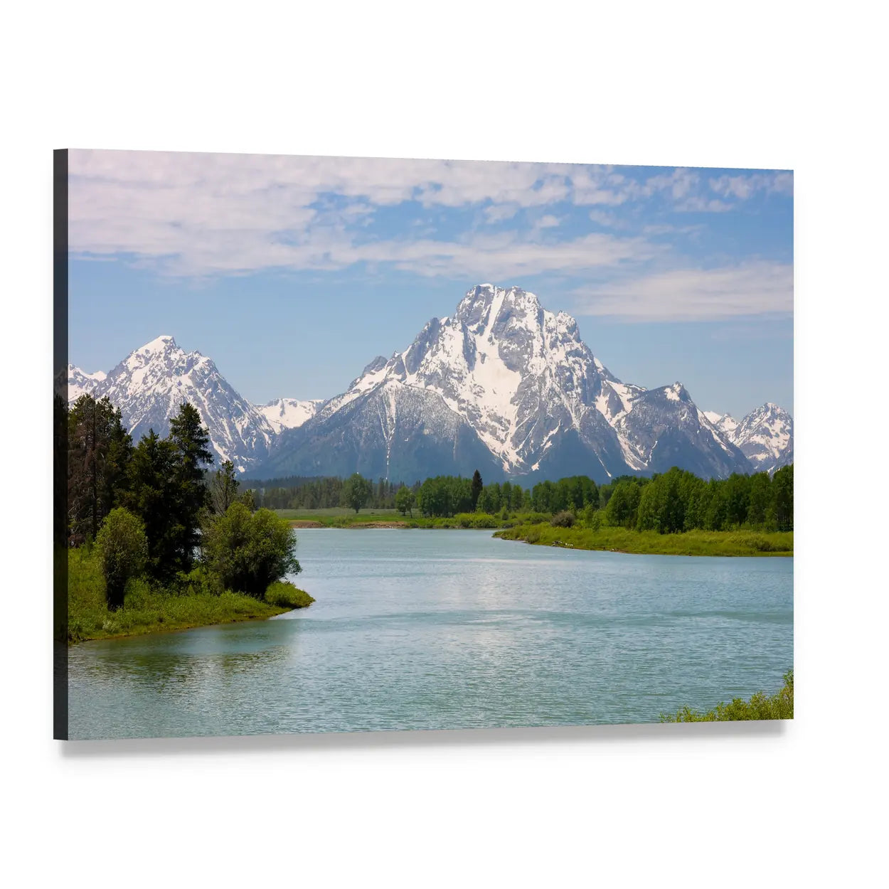 Mt Moran from Lake Canvas Wall Art, single panel gallery wrapped canvas, angled product view