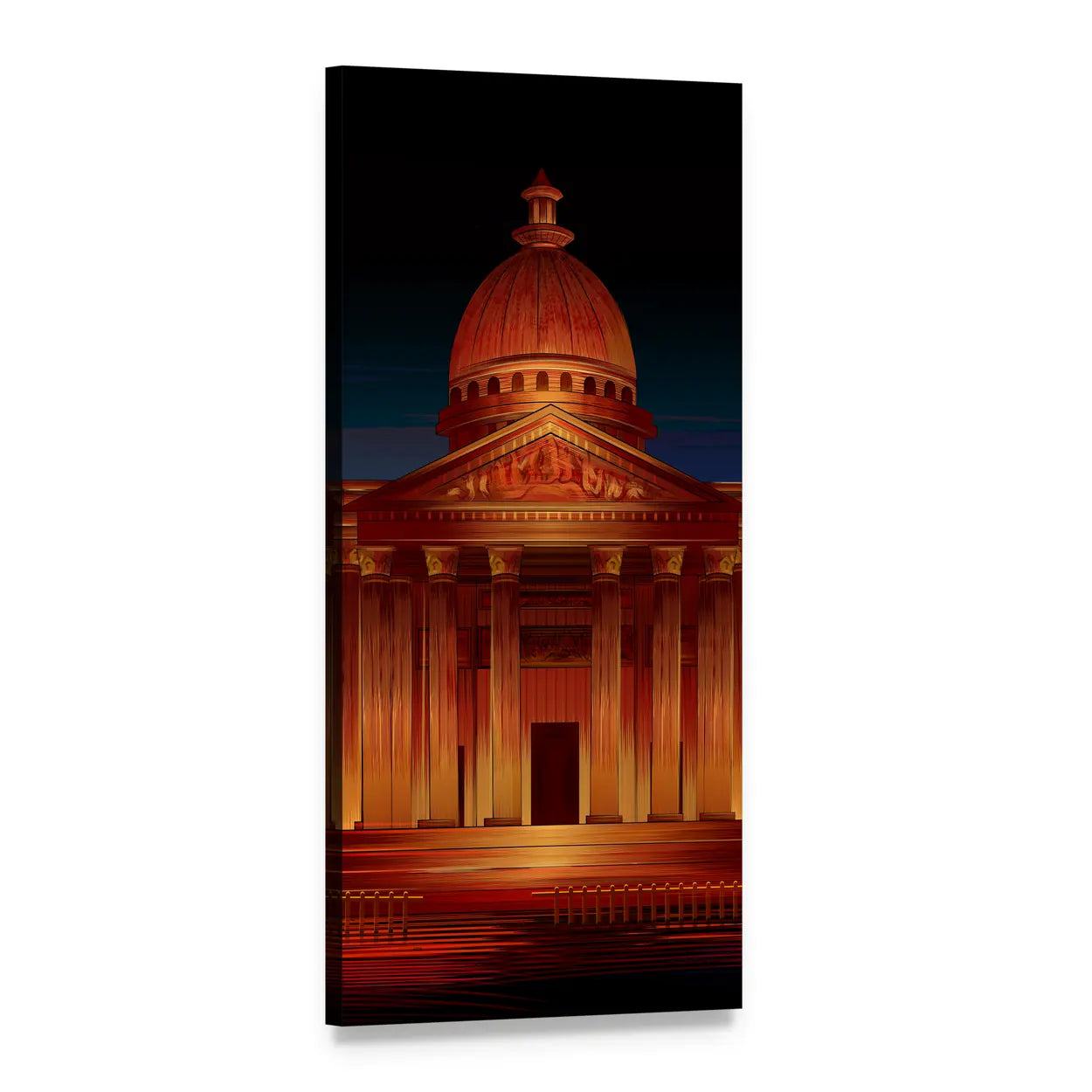 Illuminated Classical Dome at Night Vertical Canvas Wall Art, 1 panel 1 Vertical layout gallery wrapped canvas set, angled product view