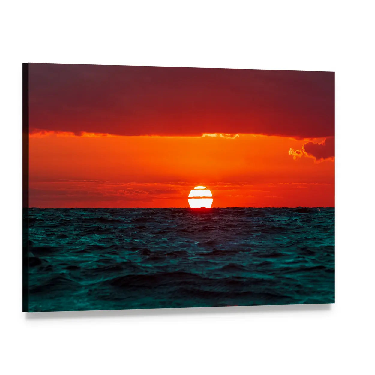 Hot Sunset Over Baltic Sea Canvas Wall Art, single panel gallery wrapped canvas, angled product view