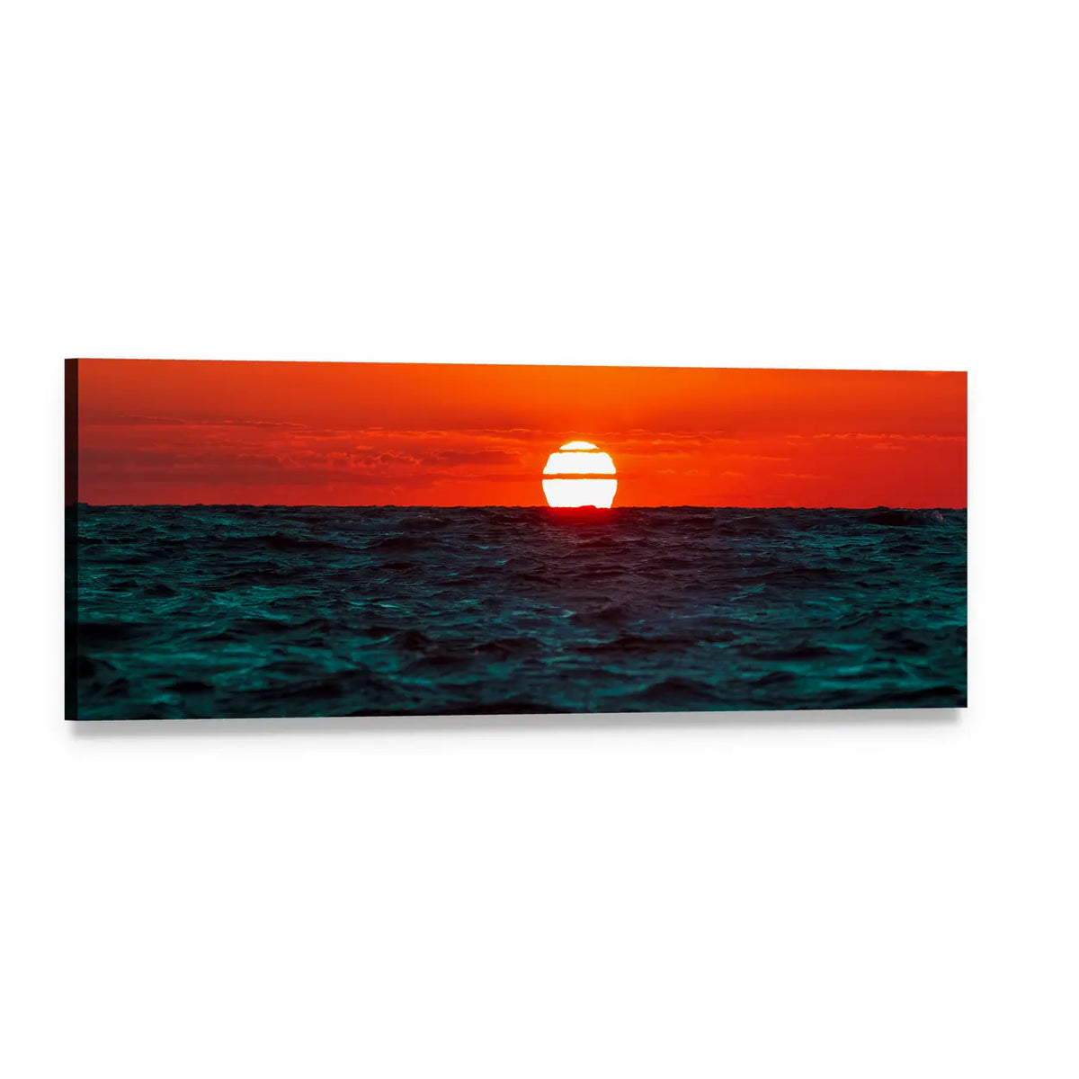 Sunset Over the Baltic Sea, Latvia Panoramic Canvas Wall Art, single panel gallery wrapped canvas, angled product view