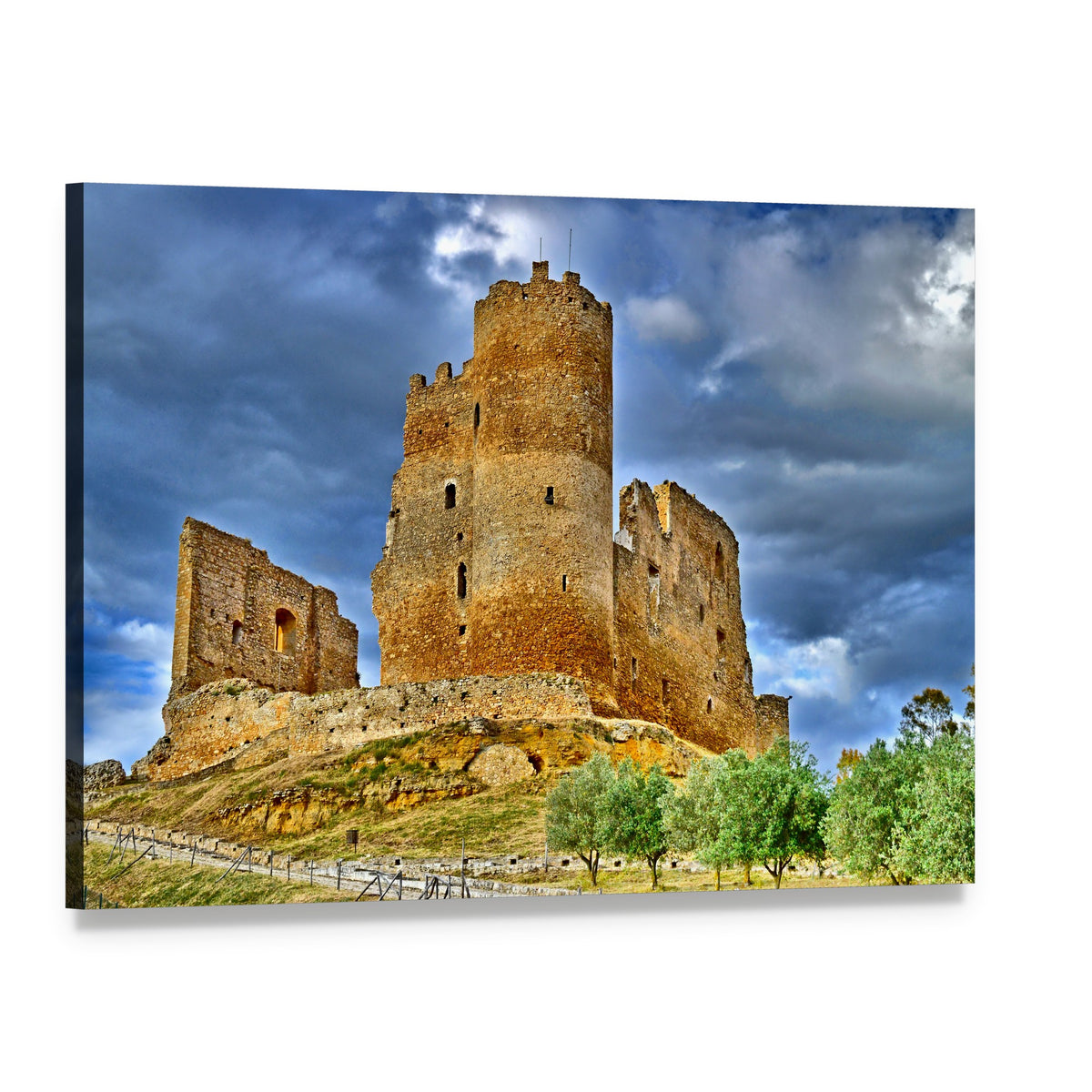Mazzarino Medieval Castle Canvas Wall Art, single panel gallery wrapped canvas, angled product view