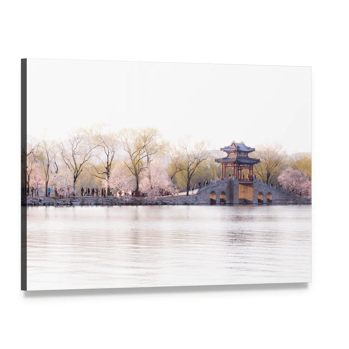 Beijing Palace with Cherry Blossoms Canvas Wall Art, single panel gallery wrapped canvas, angled product view
