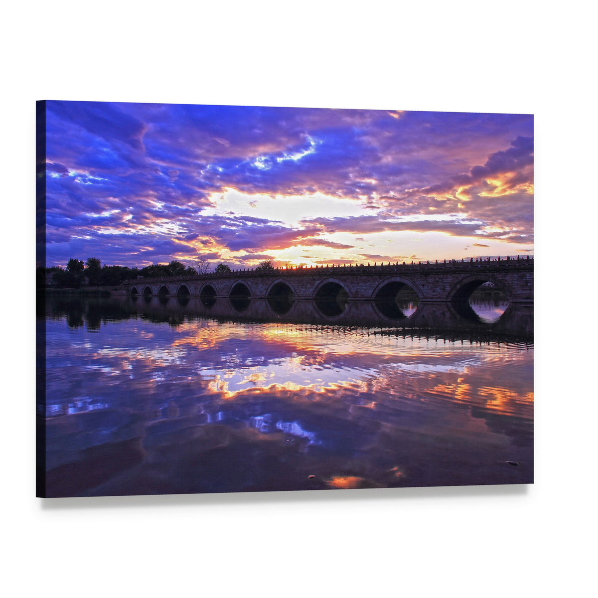 Marco Polo Bridge, Beijing at Sunset Canvas Wall Art, single panel gallery wrapped canvas, angled product view