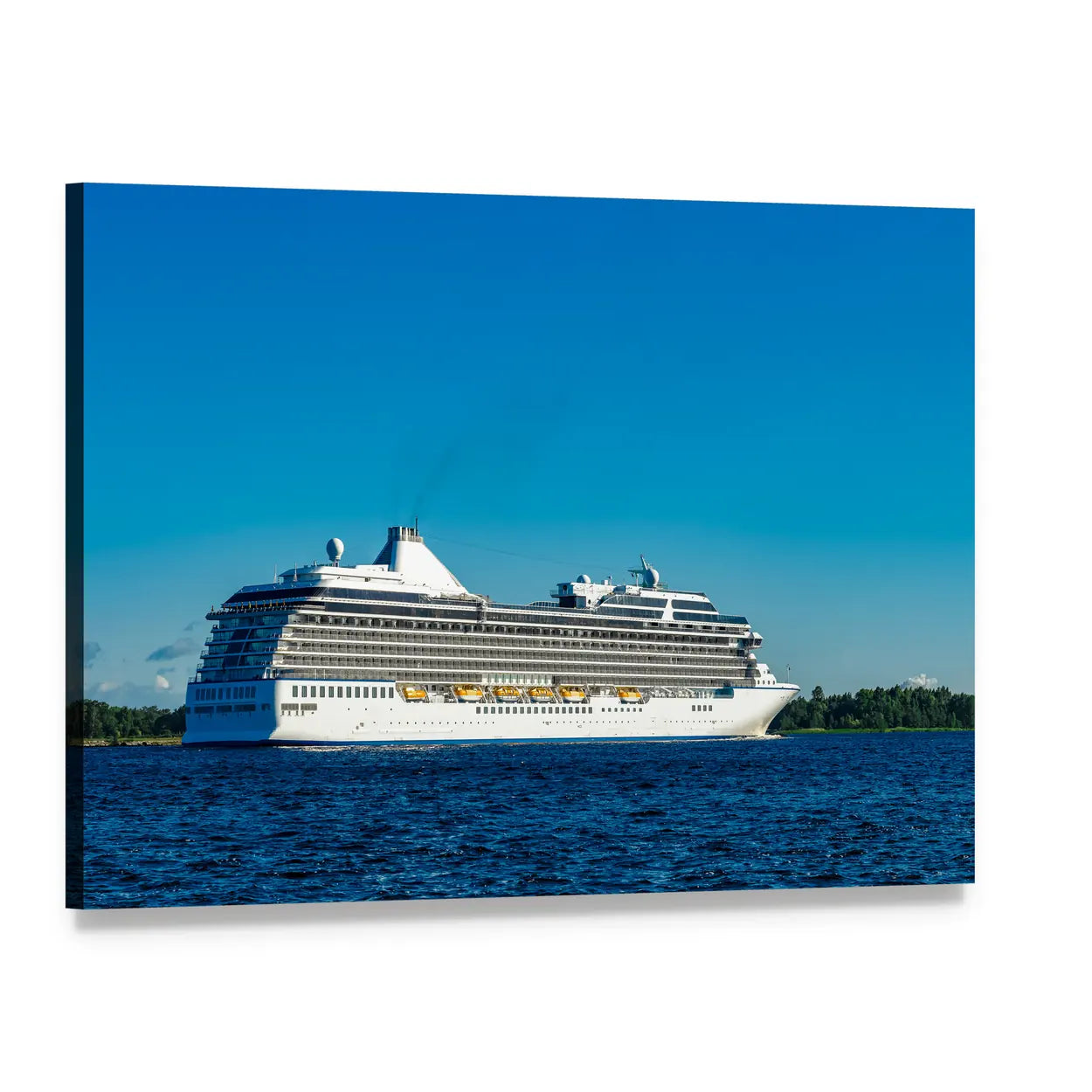 White Cruise Ship at Sea Canvas Wall Art, single panel gallery wrapped canvas, angled product view