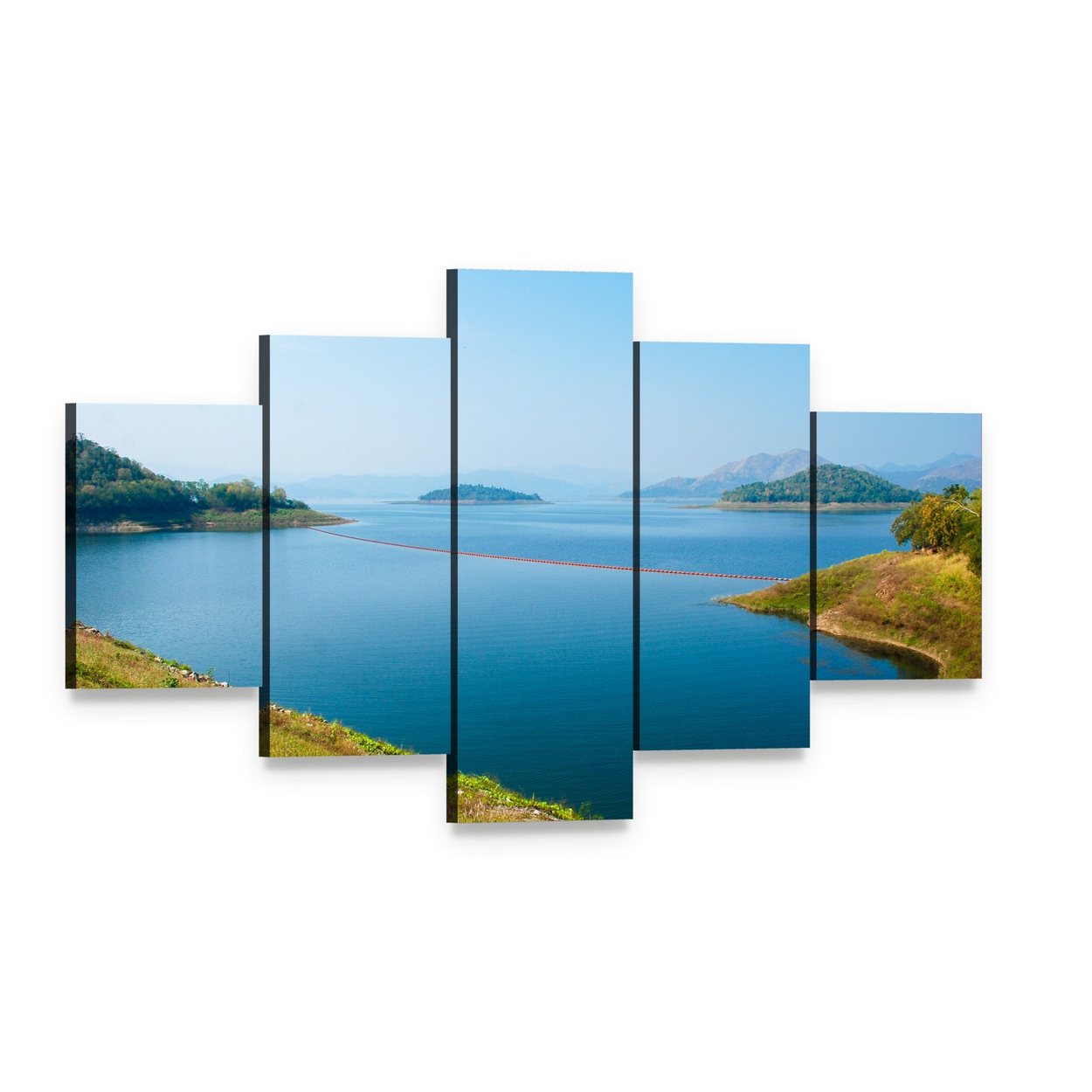 Kaeng Krachan Dam in Petcahburi Canvas Wall Art, 5 panel 5 Star layout gallery wrapped canvas set, angled product view