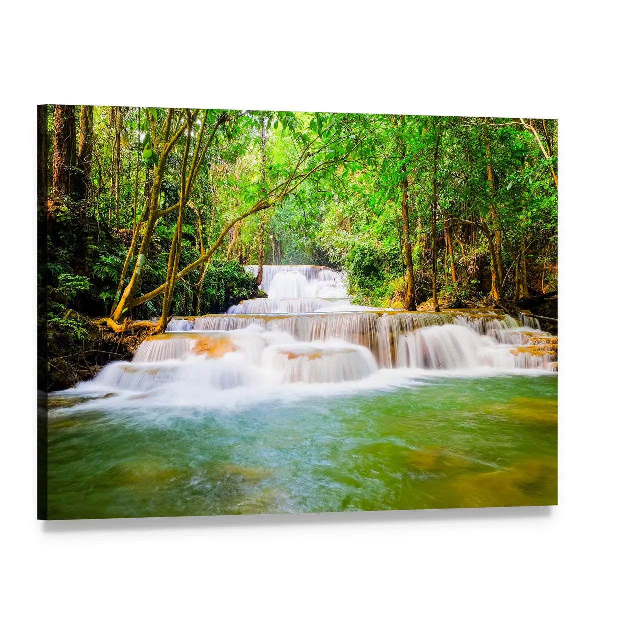 Huai Mae Khamin Waterfall Canvas Wall Art, single panel gallery wrapped canvas, angled product view