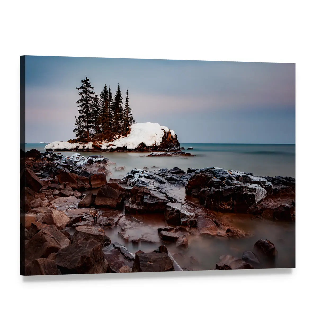Lake Superior in Minnesota Canvas Wall Art, single panel gallery wrapped canvas, angled product view