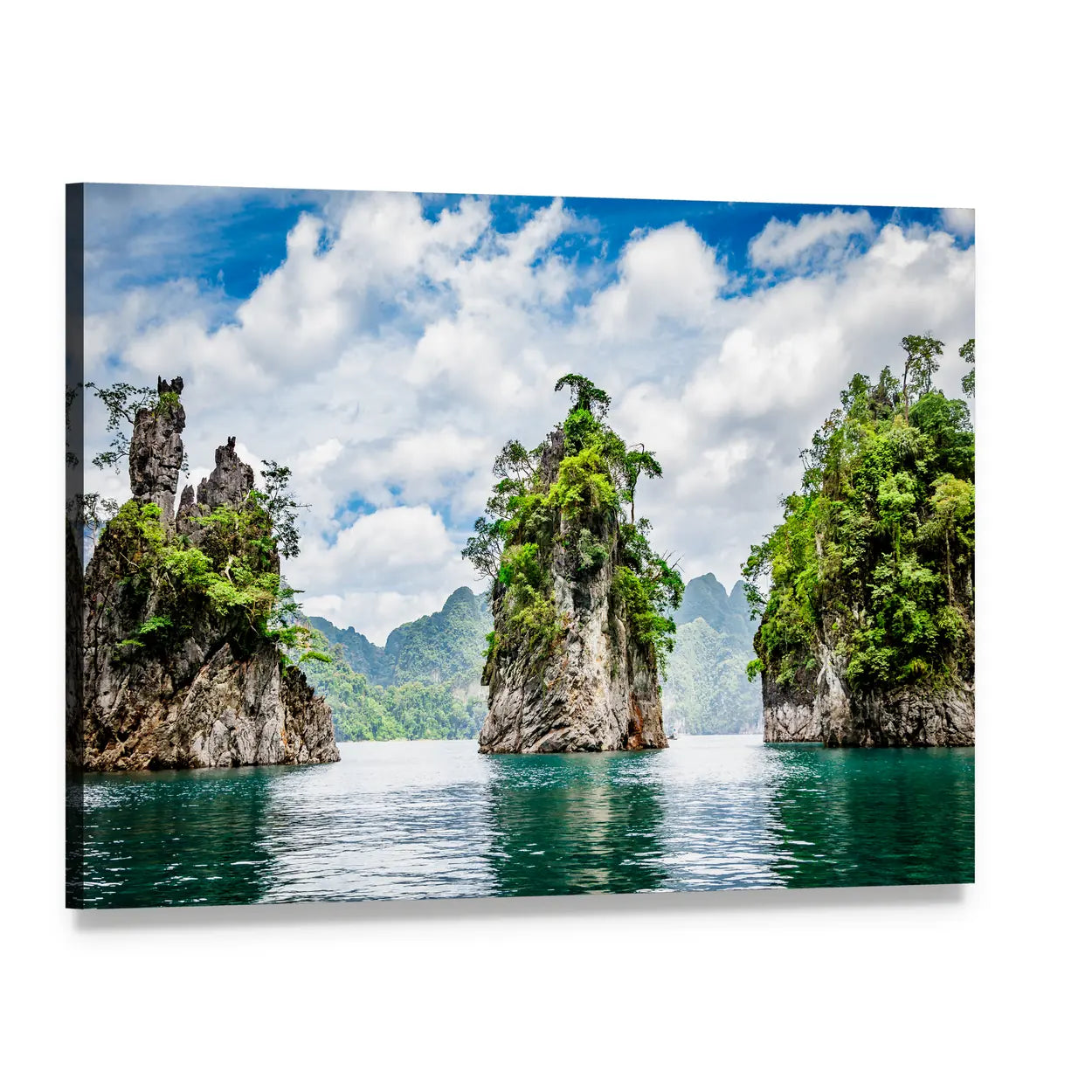 Turquoise Lake with Limestone Karsts Canvas Wall Art, single panel gallery wrapped canvas, angled product view