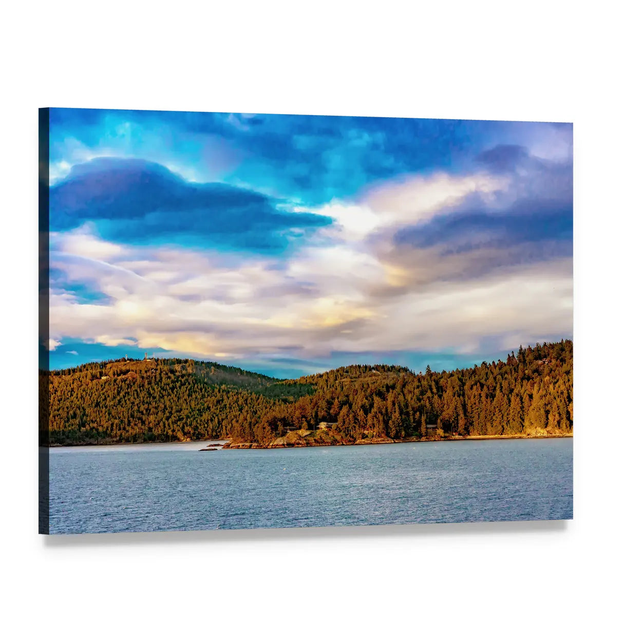 Strait of Georgia Landscape Canvas Wall Art, single panel gallery wrapped canvas, angled product view