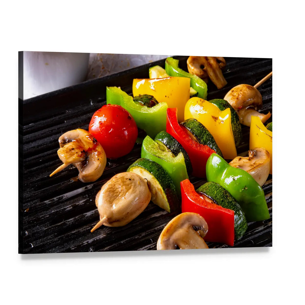 Rustic Vegetable Shashlik Canvas Wall Art, single panel gallery wrapped canvas, angled product view
