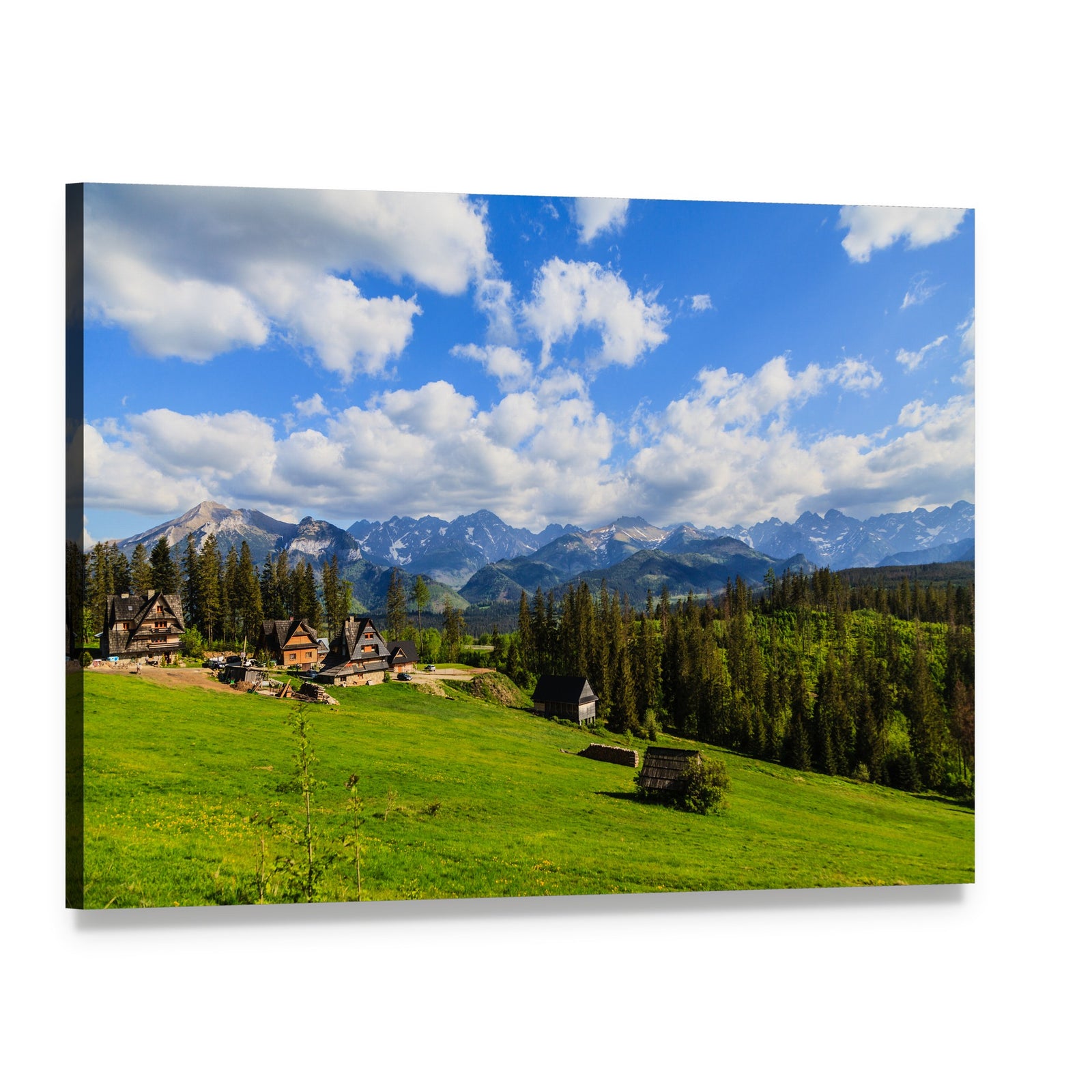 Tatra Mountains in Spring Canvas Wall Art, single panel gallery wrapped canvas, angled product view