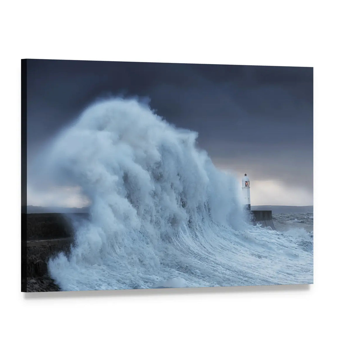 Hurricane Storm Brian Lands On Porthcawl Coast Of South Wales UK Canvas Wall Art, single panel gallery wrapped canvas, angled product view