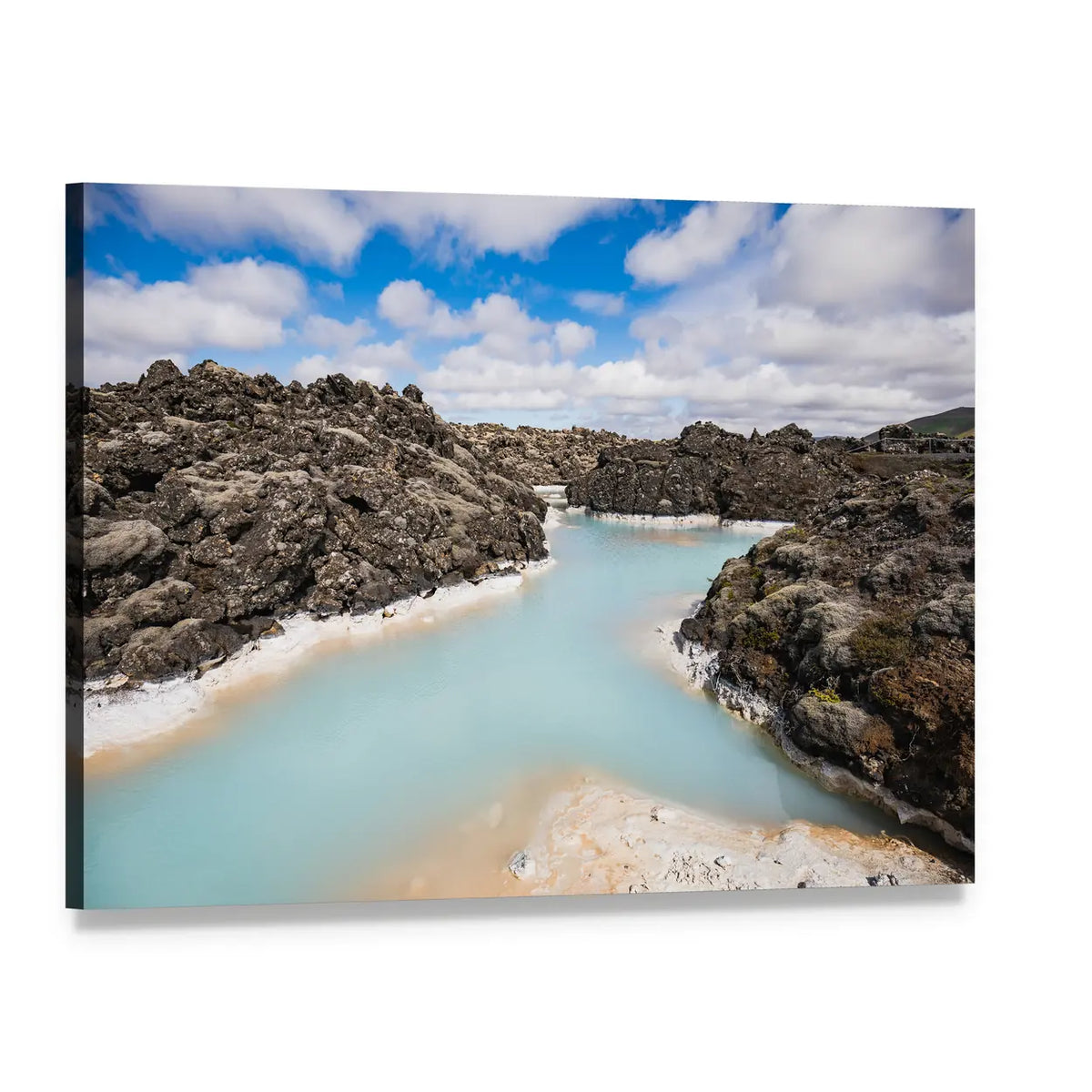 Blue Lagoon Iceland Canvas Wall Art, single panel gallery wrapped canvas, angled product view