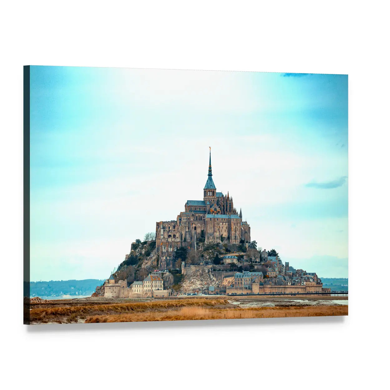 Mont-saint-michel Abbey Canvas Wall Art, single panel gallery wrapped canvas, angled product view